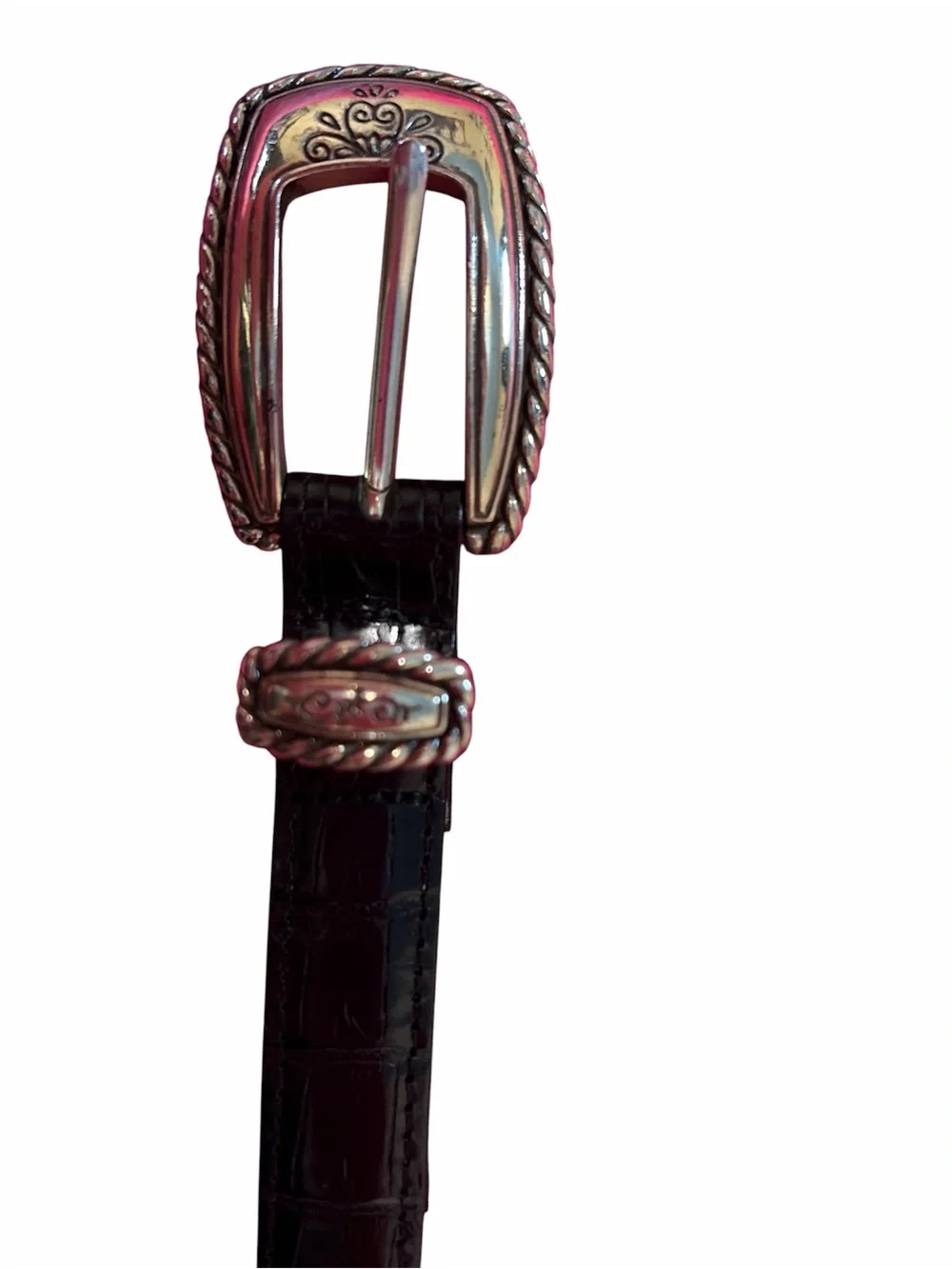 Brighton Two-Tone Leather Belt with Silver Conchos